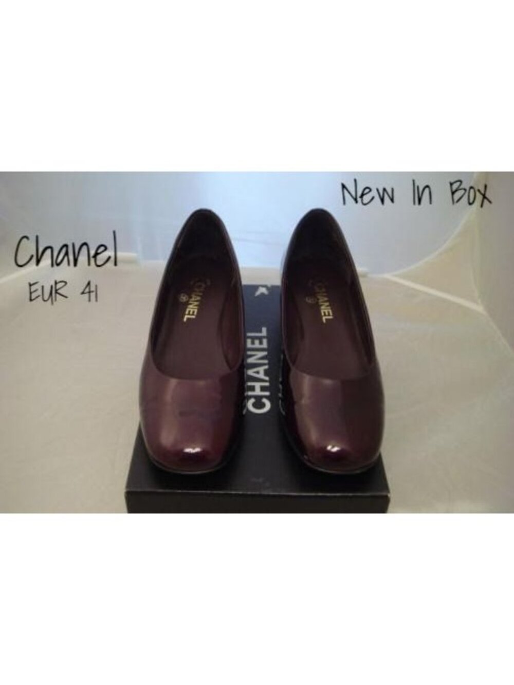 Chanel Patent Leather Ballet Shoes Flat Rare Vintage 41 EUR 11 US New In Box
